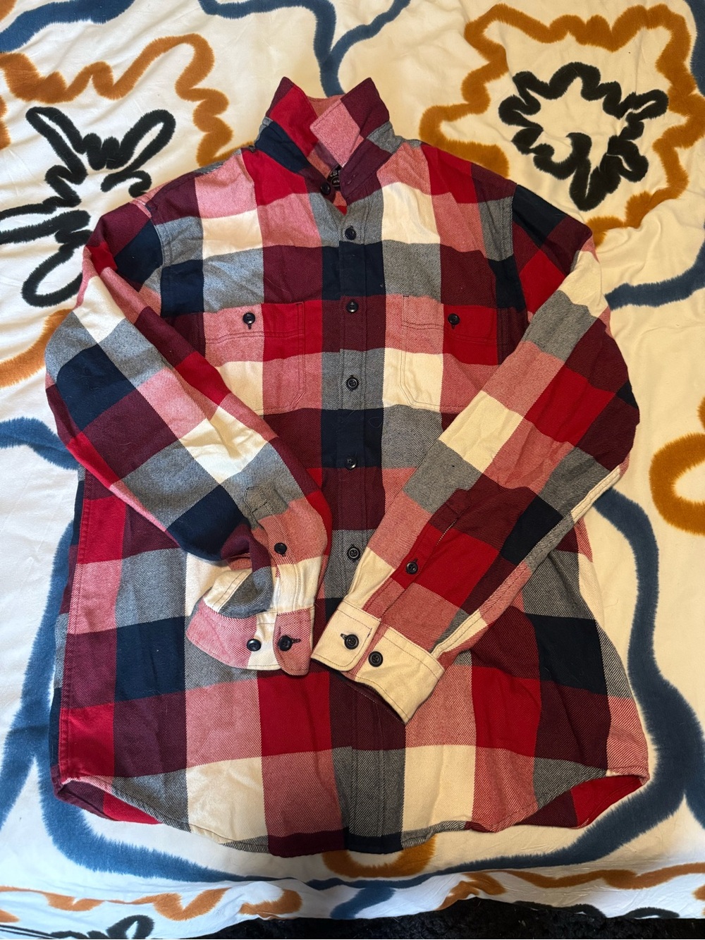 Express Men’s Red and White Cotton Flannel Size M